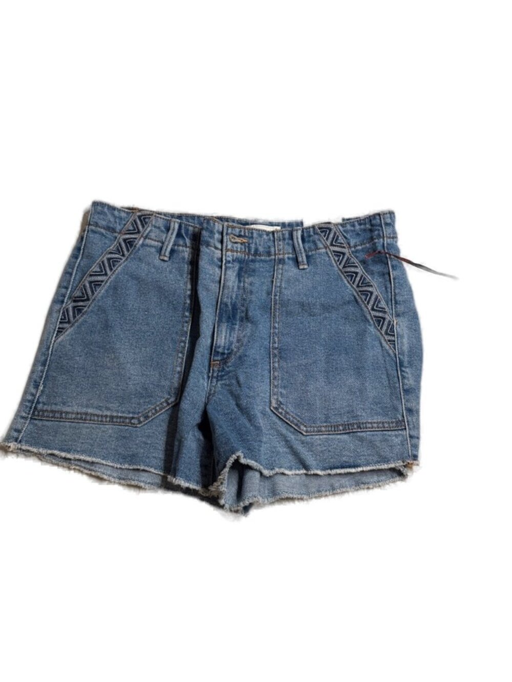 Knox Rose Blue Denim Jean Shorts with Embroidered Trim